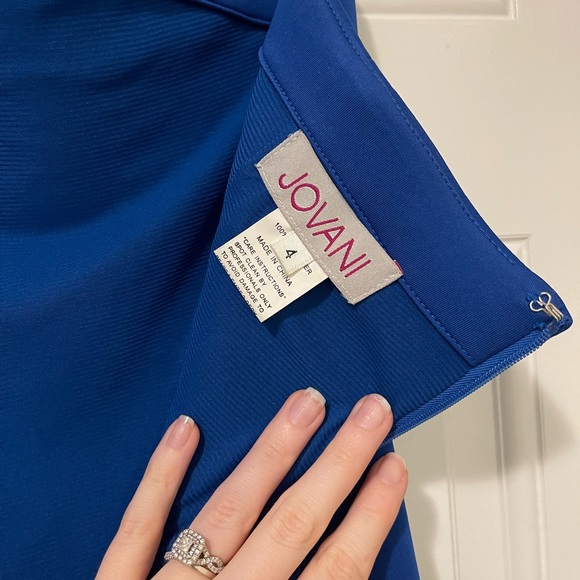 Blue One Shoulder Mermaid Jovani Gown 32602 - Picture 3 of 7